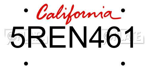 5REN461 California License Plate