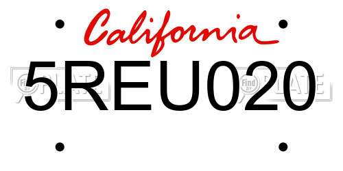 5REU020 California License Plate