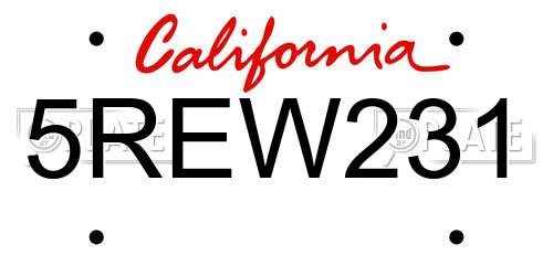 5REW231 California License Plate