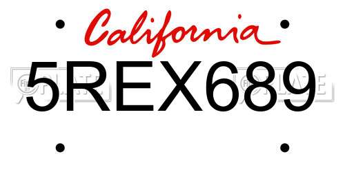 5REX689 California License Plate