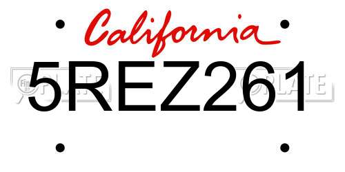 5REZ261 California License Plate