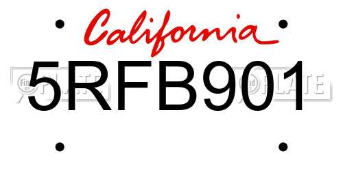 5RFB901 California License Plate