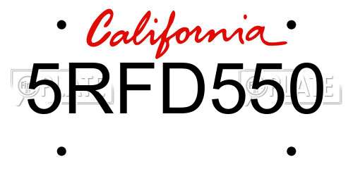 5RFD550 California License Plate