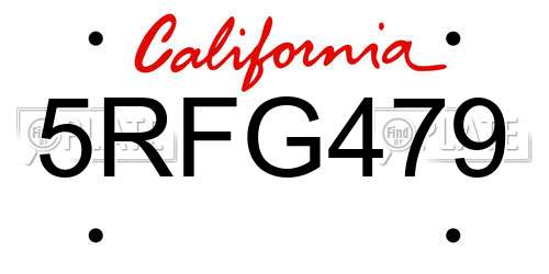 5RFG479 California License Plate
