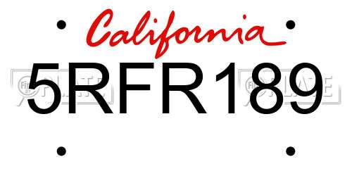 5RFR189 California License Plate