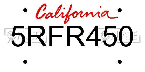 5RFR450 California License Plate