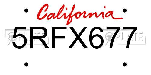 5RFX677 California License Plate