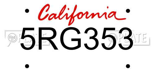 5RG353 California License Plate