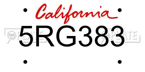 5RG383 California License Plate