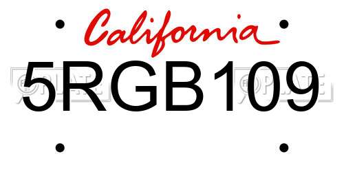 5RGB109 California License Plate