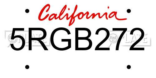 5RGB272 California License Plate