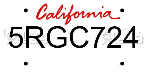 5RGC724 California License Plate