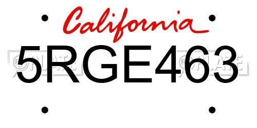 5RGE463 California License Plate