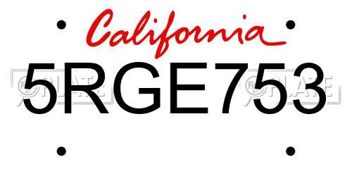 5RGE753 California License Plate
