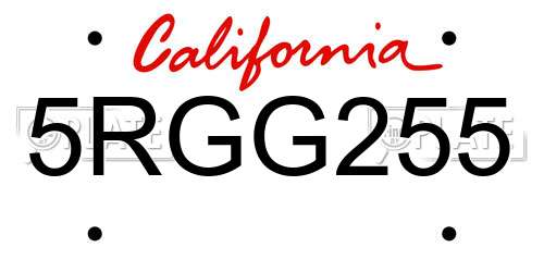 5RGG255 California License Plate