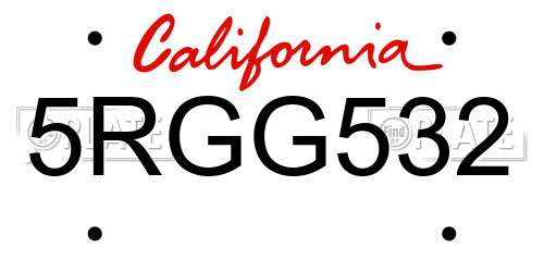 5RGG532 California License Plate