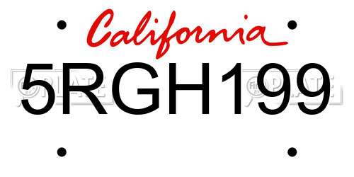 5RGH199 California License Plate