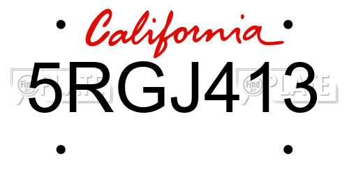 5RGJ413 California License Plate
