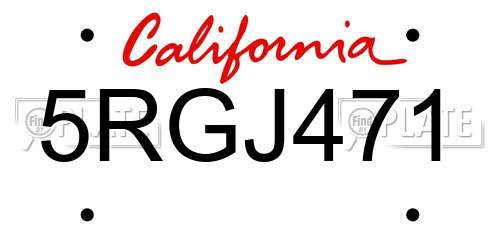 5RGJ471 California License Plate