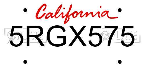 5RGX575 California License Plate