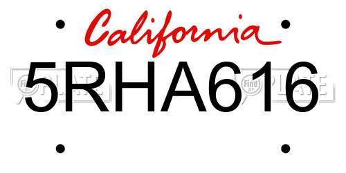 5RHA616 California License Plate