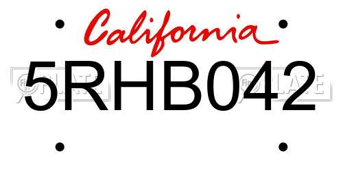 5RHB042 California License Plate