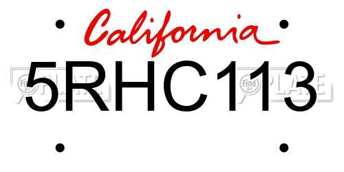 5RHC113 California License Plate
