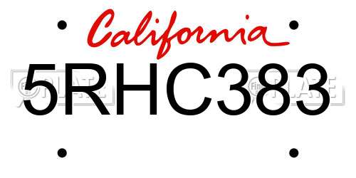 5RHC383 California License Plate
