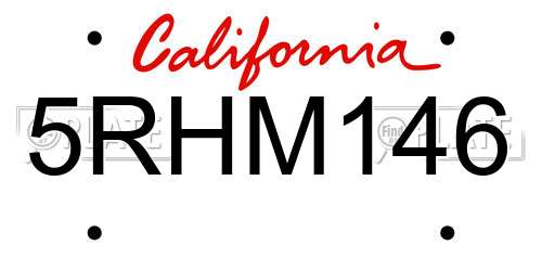 5RHM146 California License Plate