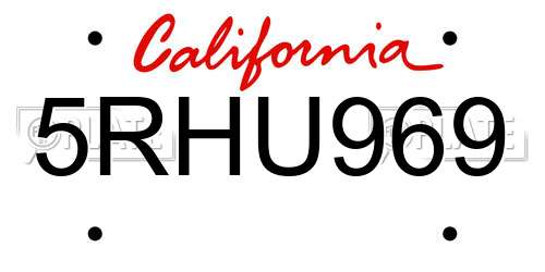 5RHU969 California License Plate