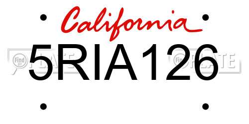 5RIA126 California License Plate
