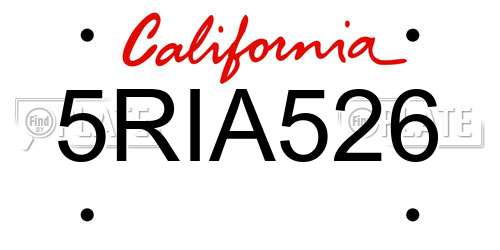 5RIA526 California License Plate