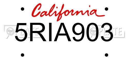 5RIA903 California License Plate