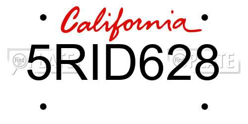 5RID628 California License Plate