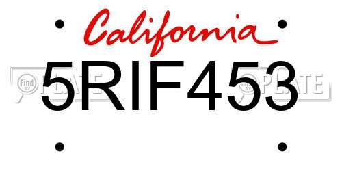 5RIF453 California License Plate