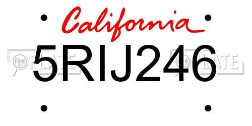 5RIJ246 California License Plate