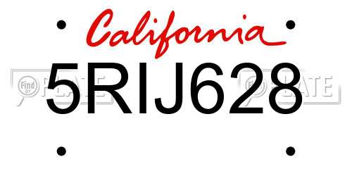 5RIJ628 California License Plate