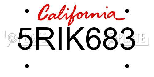 5RIK683 California License Plate