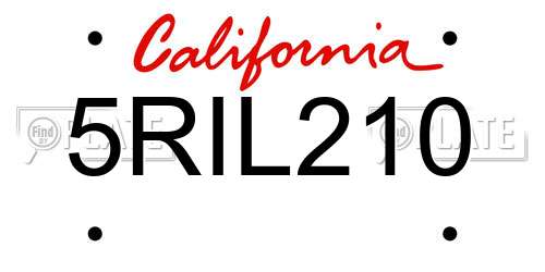 5RIL210 California License Plate