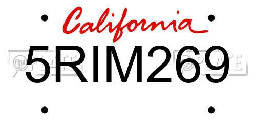 5RIM269 California License Plate