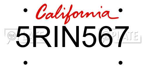 5RIN567 California License Plate