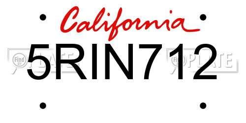 5RIN712 California License Plate