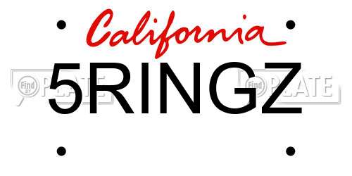 5RINGZ California License Plate