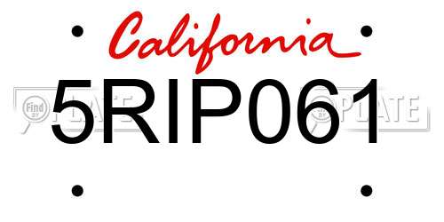 5RIP061 California License Plate