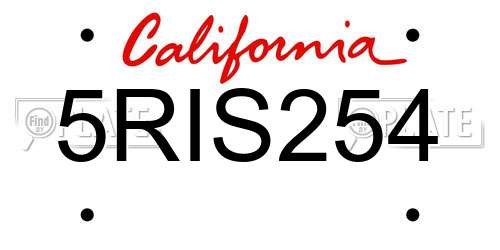 5RIS254 California License Plate