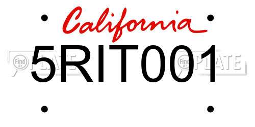 5RIT001 California License Plate