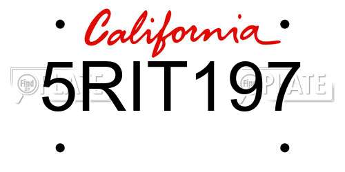 5RIT197 California License Plate