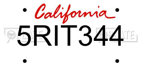 5RIT344 California License Plate