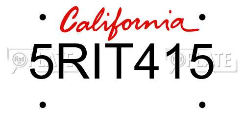 5RIT415 California License Plate