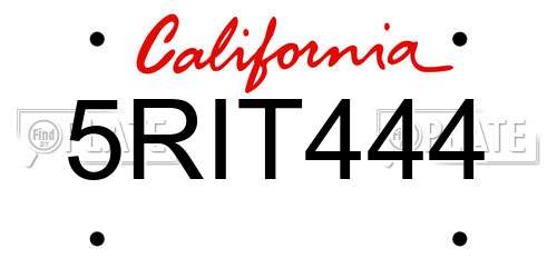 5RIT444 California License Plate